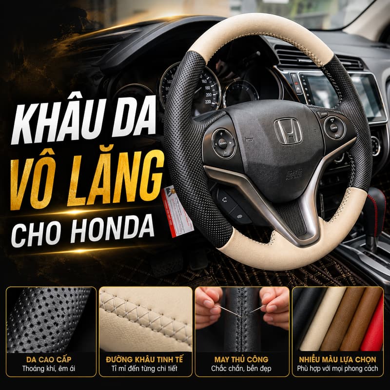 Khâu Da Vô Lăng Cho Xe Honda